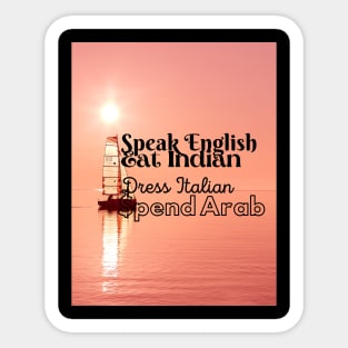 English, Indian, Arab, Italian Sticker
